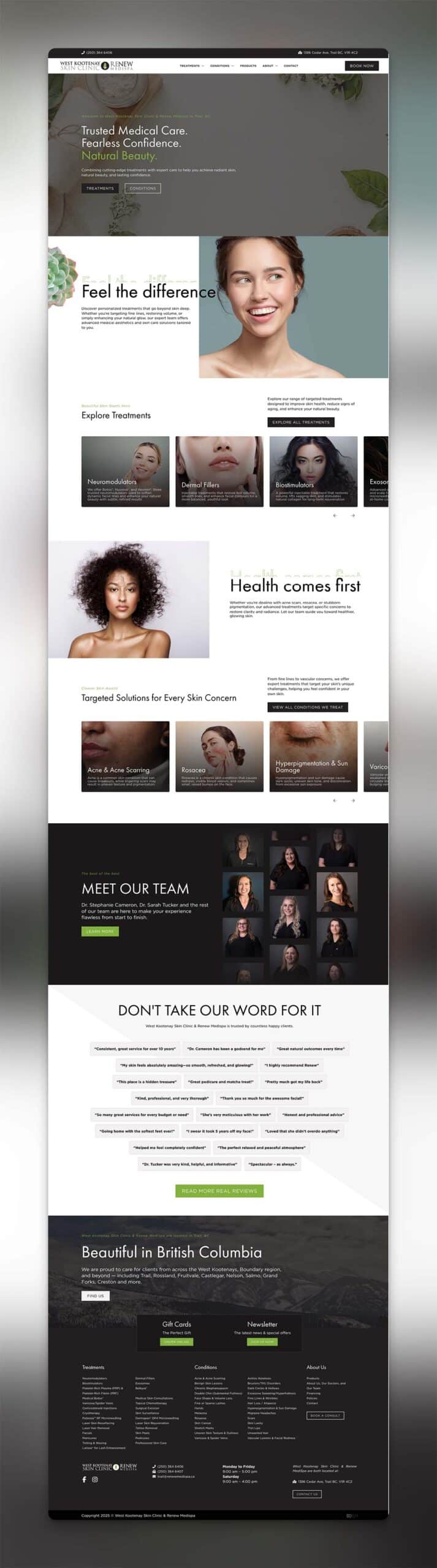 Screenshot of full height web design for WKSkinClinic