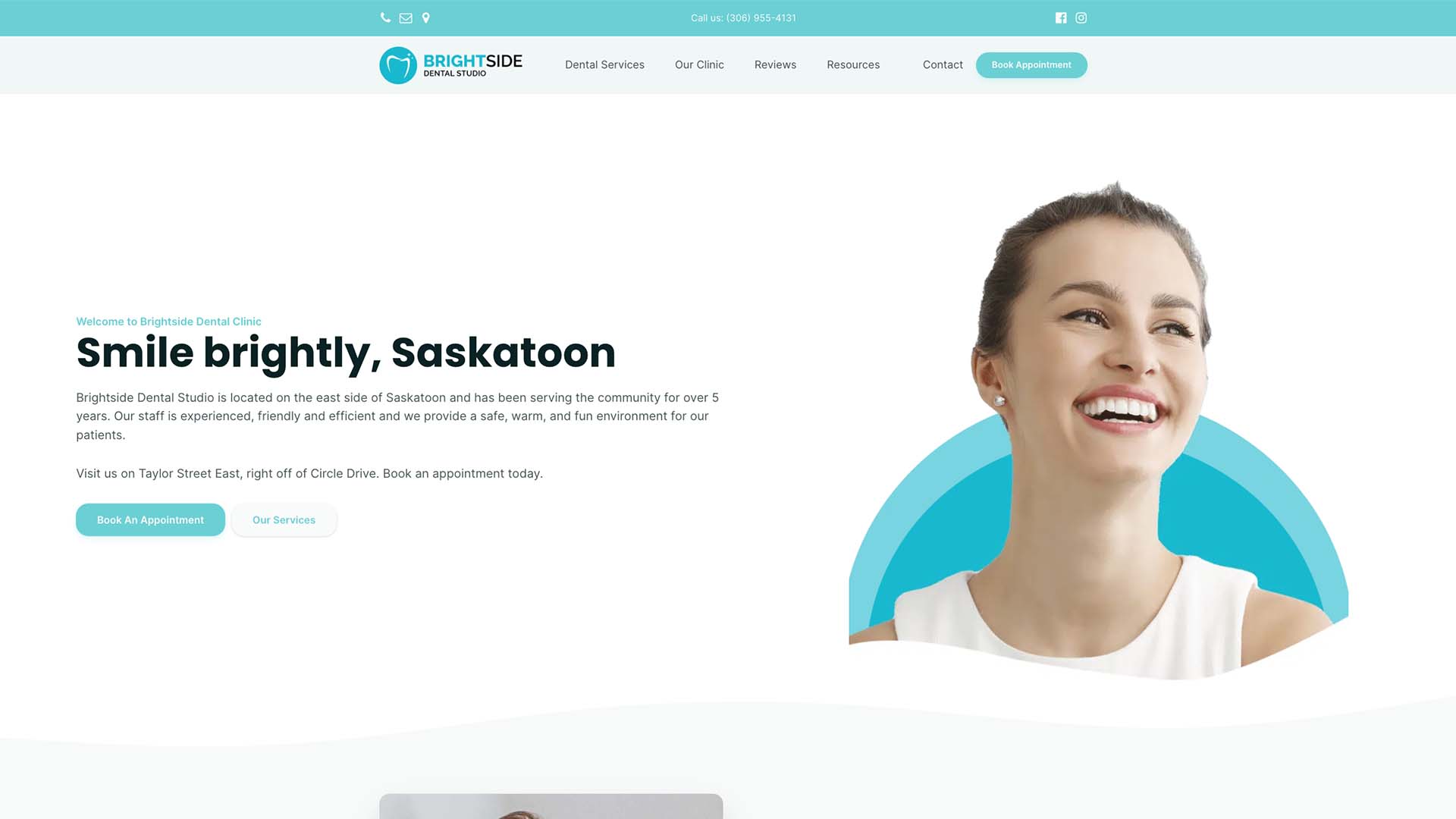 Image showcasing the Brightside Dental Studio website