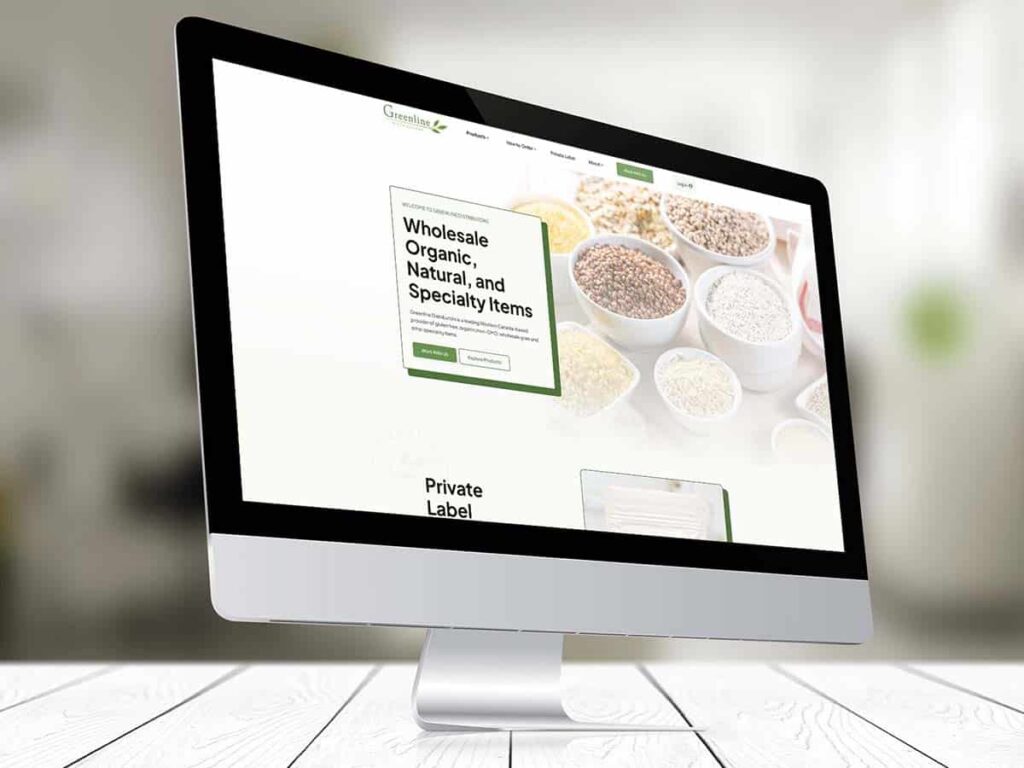 Device displaying web design for Greenline Distributors