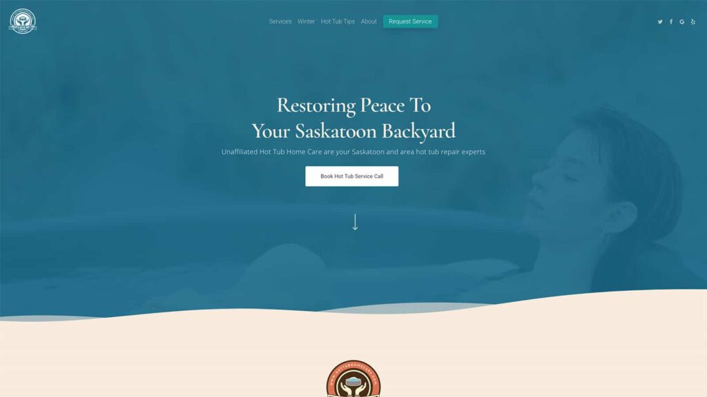 Device displaying web design for Sanctuary Spas