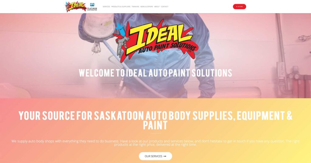 Device displaying web design for Ideal Auto Paint Solutions