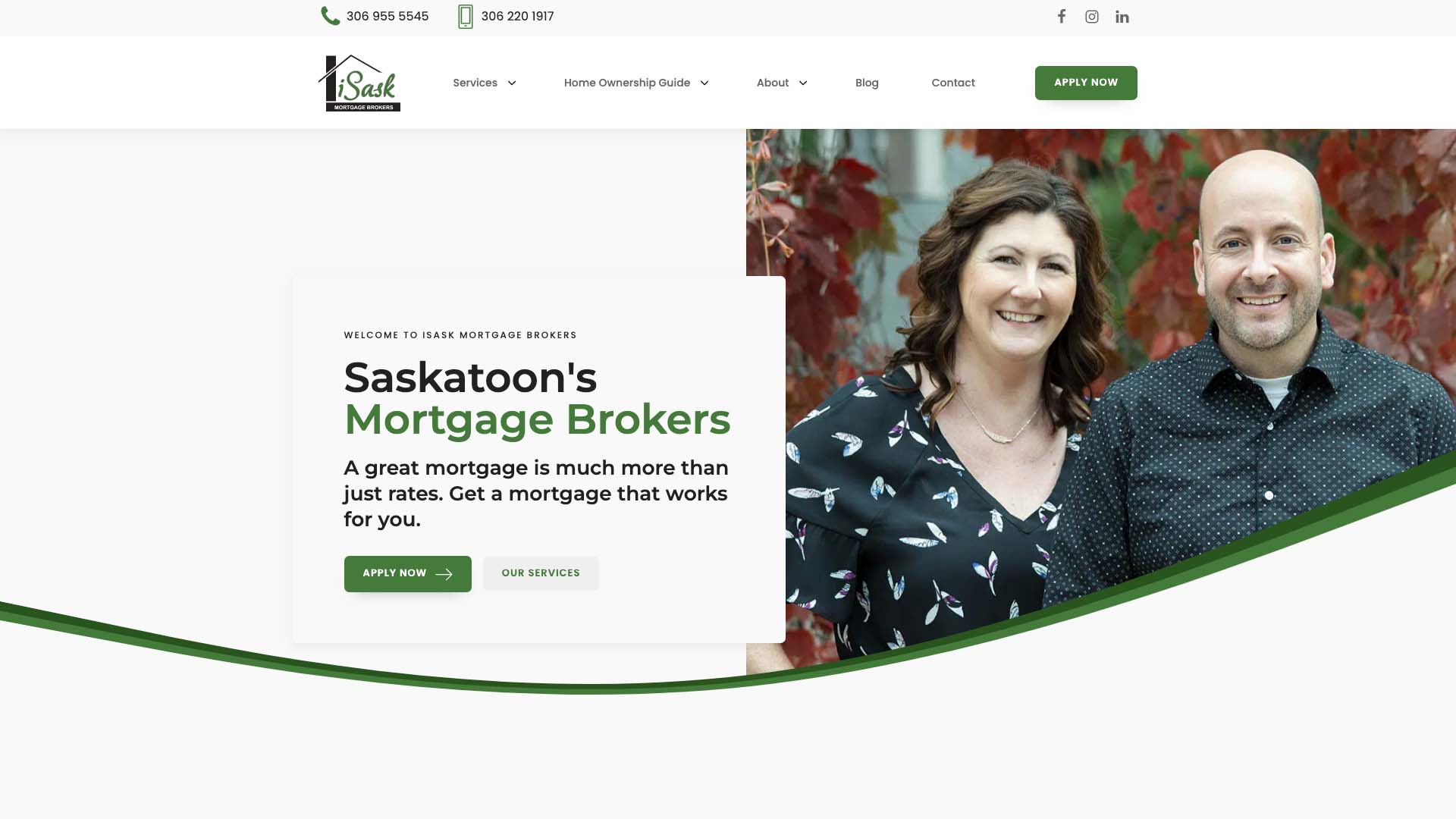 Image showcasing the iSask Mortgage Brokers website