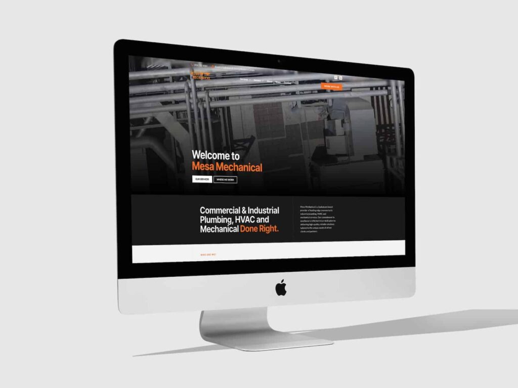 Device displaying web design for Mesa Mechanical