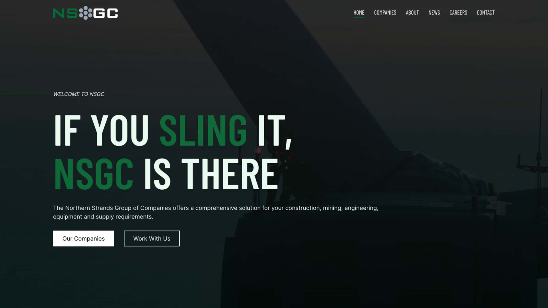Screenshot of full height web design for Northern Strands Group