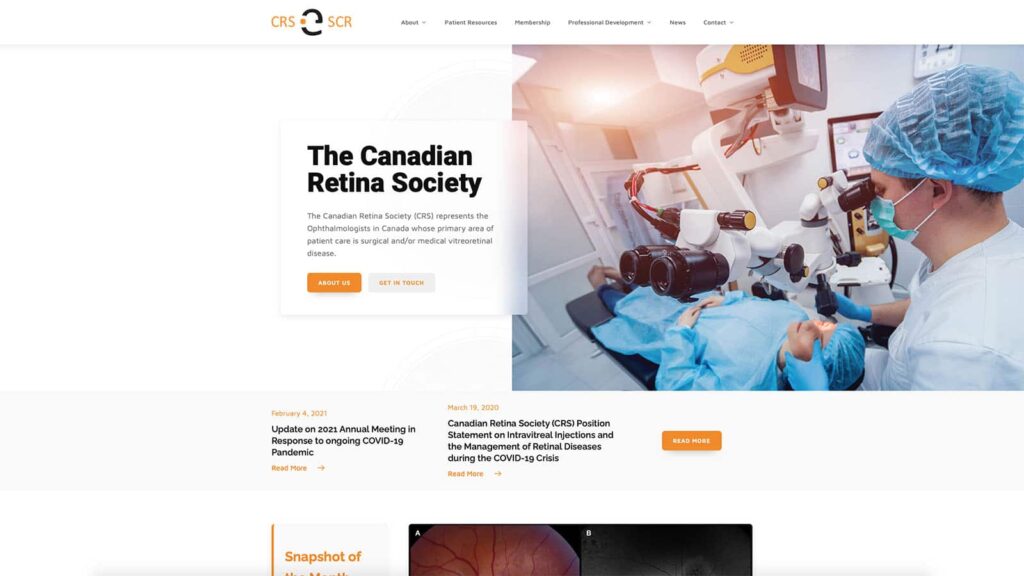 Device displaying web design for Canadian Retina Society