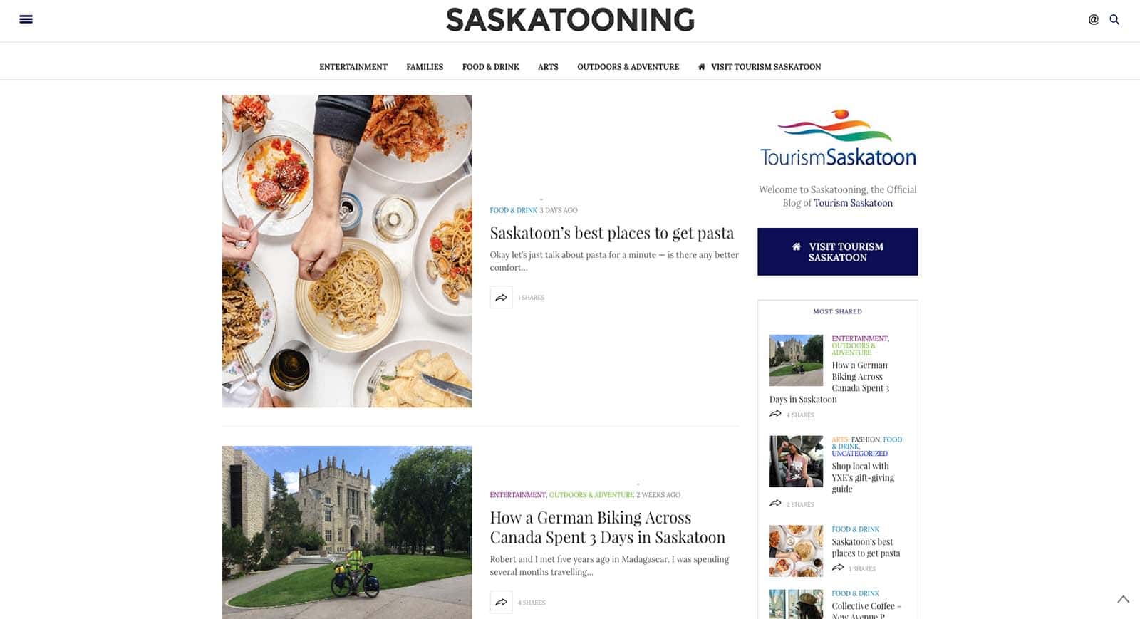 Device displaying the web design for Saskatooning