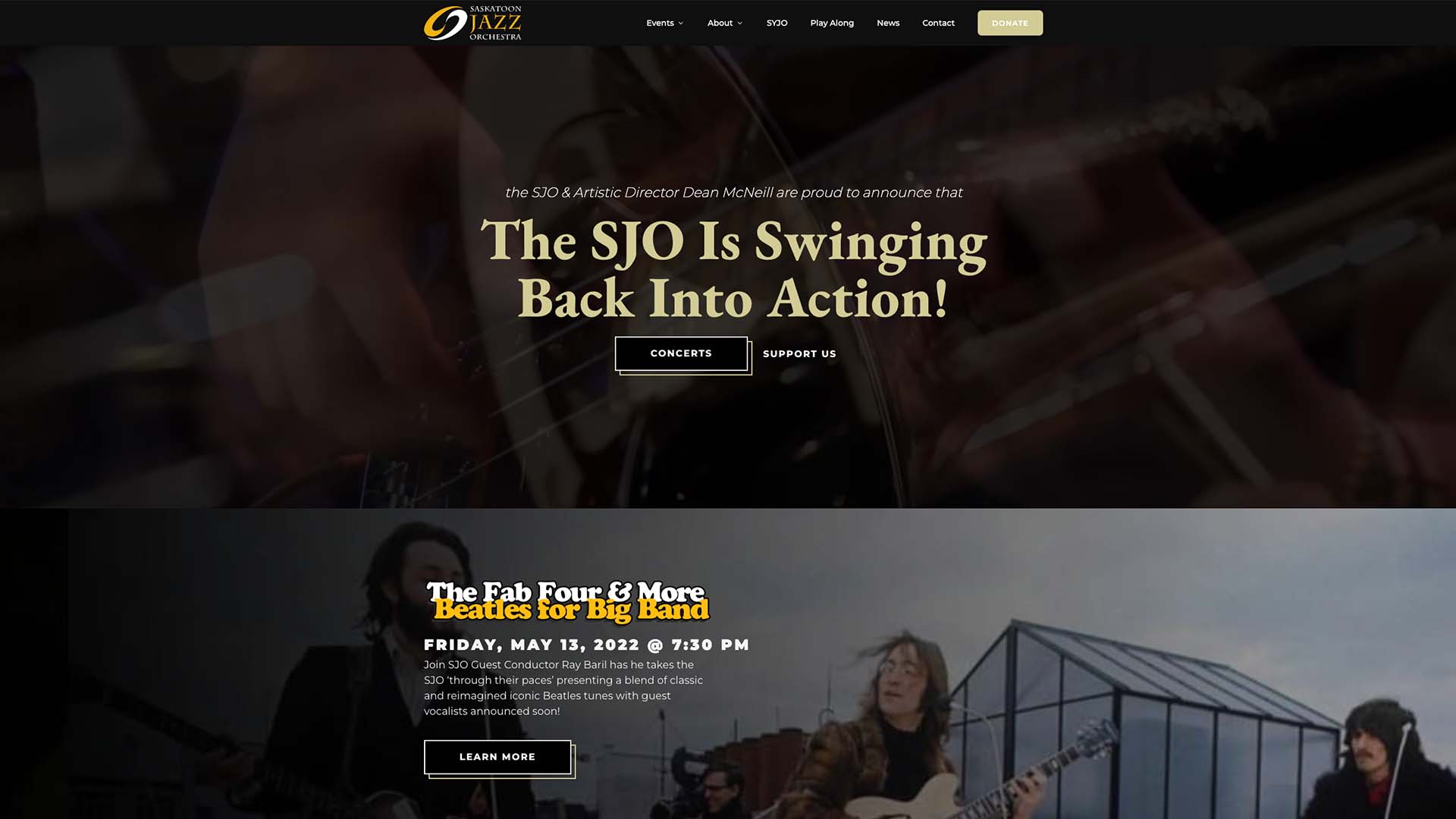 Image showcasing the Saskatoon Jazz Orchestra website