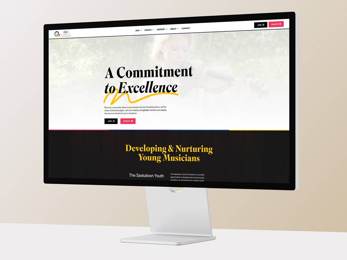 Image showcasing the Saskatoon Youth Orchestra website