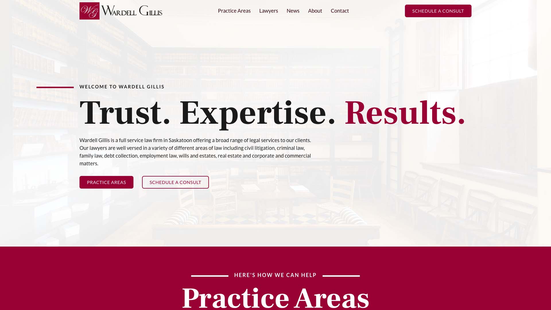 Screenshot of full height web design for Wardell Gillis