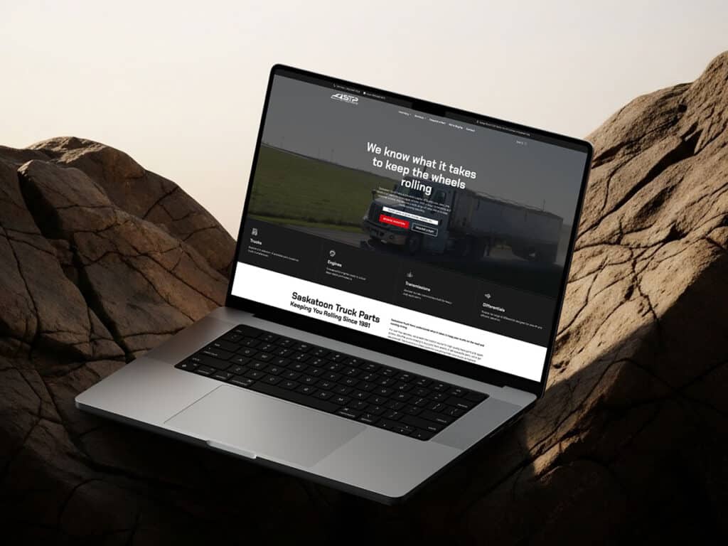 Device displaying the web design for Saskatoon Truck Parts